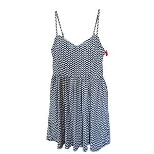 Xhilaration Womens Navy Blue White Chevron Geometric Fit Flare Sun Dress Size M
